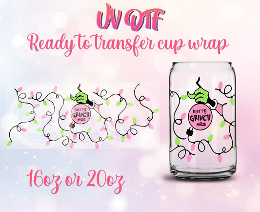 UV DTF Ready to Transfer Cup Wraps - Christmas Design DIY 16oz and 20oz Prints - Libbey Glass Can - Customizable