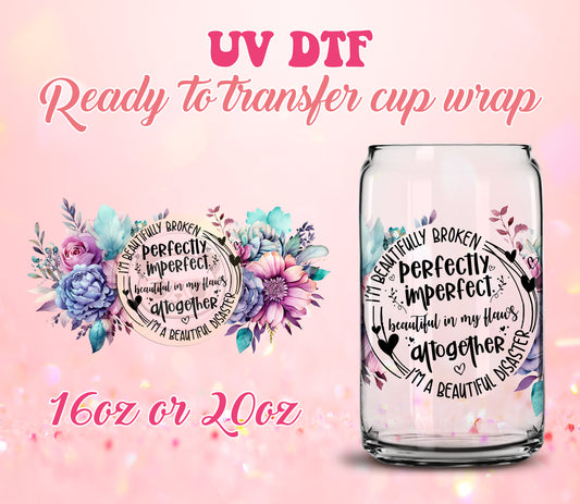 UV DTF Cup Wrap - Ready to Transfer  Perfectly Imperfect - Christian Design DIY 16oz and 20oz Prints - Libbey Glass Can - Customizable