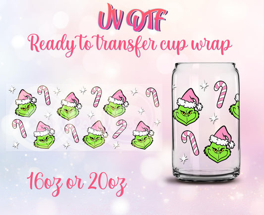 UV DTF Ready to Transfer Cup Wraps - Christmas Design DIY 16oz and 20oz Prints - Libbey Glass Can - Customizable