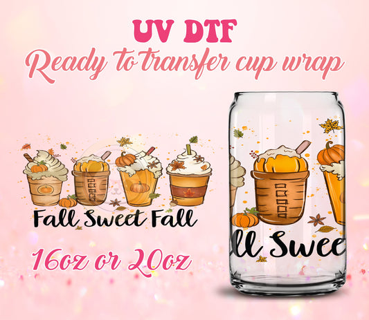UV DTF Cup Wrap - Ready to Transfer  Cups | Fall | Halloween - Sweet Fall DIY 16oz and 20oz Prints - Libbey Glass Can - Customizable