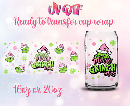 UV DTF Ready to Transfer Cup Wraps - Christmas Design DIY 16oz and 20oz Prints - Libbey Glass Can - Customizable