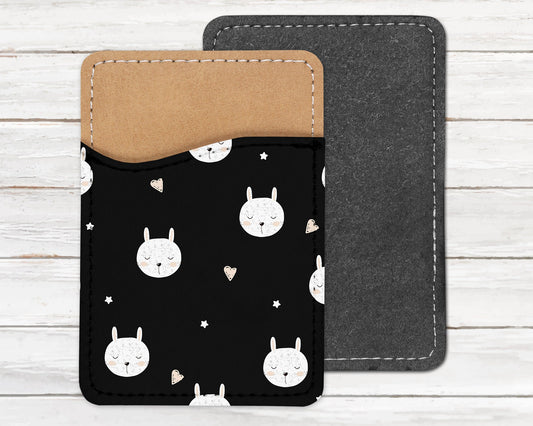 Kawaii Bunny and Bears Design Phone Wallet - Adhesive PU Leather Card Holder For Phone - Cute Custom Gift - Stick on Pocket - Card Caddy