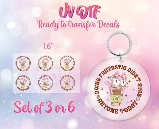 UV DTF Ready to Apply Keychain Transfers - Doing Fantastic - Mental Health Design Prints - DiY Acrylic MDF keychain Decal - Customizable