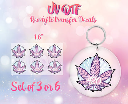 UV DTF Ready to Apply Keychain Transfers - 420 Design Prints - DiY Acrylic MDF keychain Decal - Customizable