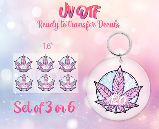 UV DTF Ready to Apply Keychain Transfers - 420 Design Prints - DiY Acrylic MDF keychain Decal - Customizable