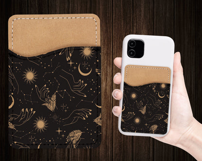 Dark Esoteric Phone Wallet - Gothic Adhesive PU Leather Card Holder For Phone - Custom Gift - Stick on Pocket - Card Caddy