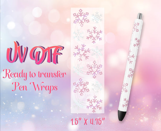UV DTF Pen Wraps - Ready to Apply - Cute Christmas Snowflake Design Prints - DIY Pen Decal - Customizable