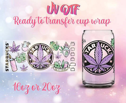 UV DTF Cup Wrap - Ready to Transfer  Starbcks inspired 4/20 Design - DIY 16oz and 20oz Prints - Libbey Glass Can - Customizable