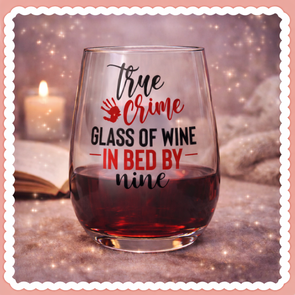 UV DTF Decals - Ready to Apply - True Cr!me Glass of W!ne Design Prints - DIY Decal - Customizable