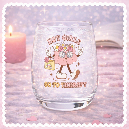 UV DTF Decals - Ready to Apply - Hot Girls Go To Therapy - Mental Health Design Prints - DIY Decal - Customizable