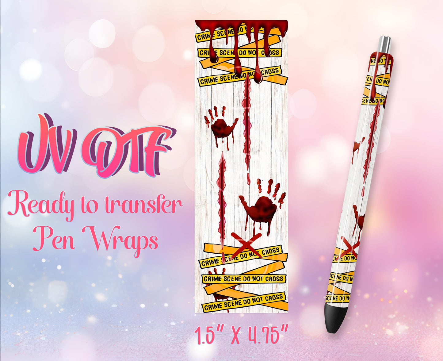 UV DTF Pen Wraps - Ready to Apply - Cr!me Movie Lover Design Prints - DIY Pen Decal - Customizable