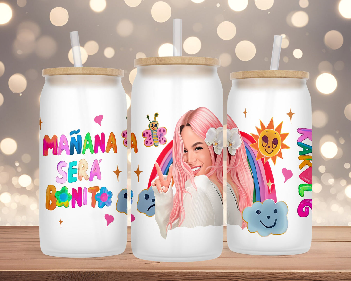 UV DTF Cup Wrap - Ready to Transfer  Manana Sera Bonito Design DIY 16oz and 20oz Prints - Libbey Glass Can - Customizable