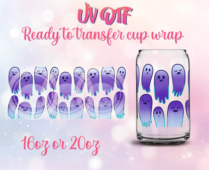UV DTF Cup Wrap - Ready to Transfer - Ghosts - Halloween - DIY 16oz and 20oz Prints - Libbey Glass Can - Customizable
