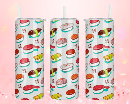 Kawaii Sushi Bottle Tumbler – 20oz Skinny Tumbler | Personalized Cute Cup | Custom Name Gift