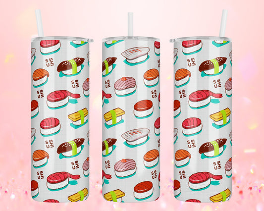 Kawaii Sushi Bottle Tumbler – 20oz Skinny Tumbler | Personalized Cute Cup | Custom Name Gift