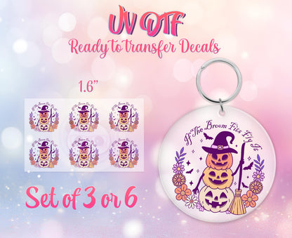 UV DTF Ready to Apply Keychain Transfers - Spooky Pumpkin Design - Halloween Design Prints - Acrylic MDF keychain Decal - Customizable