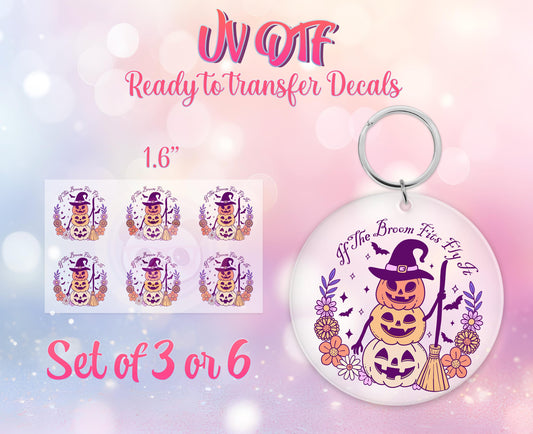 UV DTF Ready to Apply Keychain Transfers - Spooky Pumpkin Design - Halloween Design Prints - Acrylic MDF keychain Decal - Customizable