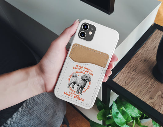 Cute Poodle Phone Wallet - Adhesive PU Leather Card Holder For Phone - Pet Dog Custom Gift - Stick on Pocket - Card Caddy