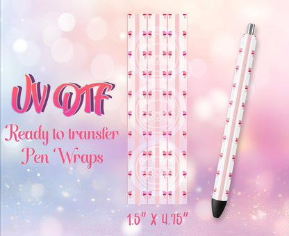 UV DTF Pen Wraps - Ready to Apply - Cute Coquette Bows Design Prints - DIY Pen Decal - Customizable