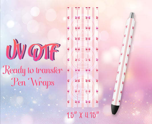 UV DTF Pen Wraps - Ready to Apply - Cute Coquette Bows Design Prints - DIY Pen Decal - Customizable