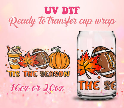 UV DTF Cup Wrap - Ready to Transfer  Cups | Fall | Halloween - Football DIY 16oz and 20oz Prints - Libbey Glass Can - Customizable