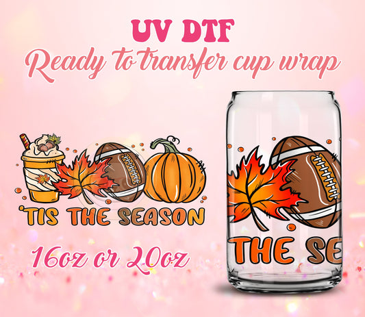 UV DTF Cup Wrap - Ready to Transfer  Cups | Fall | Halloween - Football DIY 16oz and 20oz Prints - Libbey Glass Can - Customizable