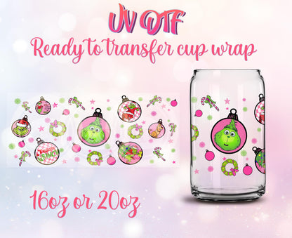 UV DTF Ready to Transfer Cup Wraps - Christmas Design DIY 16oz and 20oz Prints - Libbey Glass Can - Customizable
