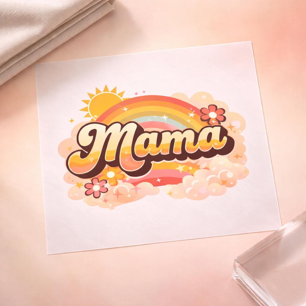 Mama Mini DTF Transfer - Matching Mom and Child Heat Transfer - Cute Rainbow Groovy Mama Mini Shirt Design - Ready to Press DTF Decal