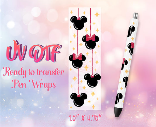 UV DTF Pen Wraps - Ready to Apply - Cute Christmas Mouse Design Prints - DIY Pen Decal - Customizable