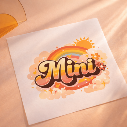 Mama Mini DTF Transfer - Matching Mom and Child Heat Transfer - Cute Rainbow Groovy Mama Mini Shirt Design - Ready to Press DTF Decal