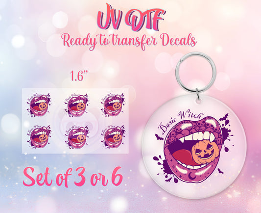 UV DTF Ready to Apply Keychain Transfers - Let's Get Wicked Halloween Design Prints - DiY Acrylic MDF keychain Decal - Customizable