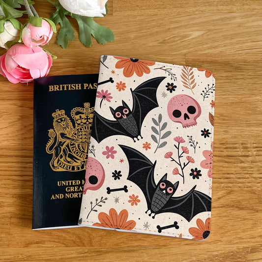 Bats Halloween Design Passport Cover - PU Leather Wallet Card Holder For Document - Custom Gift