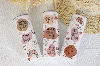 Positive Thoughts and Affirmations Design 20oz Skinny Tumbler - Custom Design Travel Mug - Personalized Gift