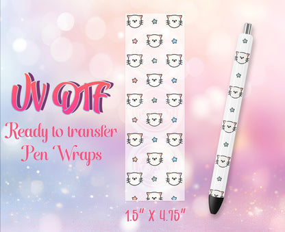UV DTF Pen Wraps - Ready to Apply - Cute Kitty Cats Design Prints - DIY Pen Decal - Customizable
