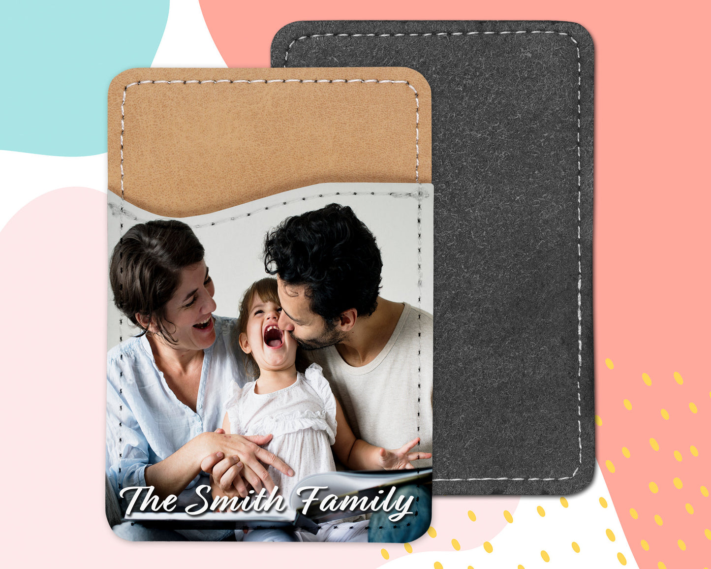 Personalized Photo Phone Wallet – Custom PU Leather Card Holder – Stick-On Pocket for iPhone & Android – Unique Gift Idea