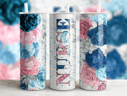 Nurse - Flower Design 20oz Skinny Tumbler - Custom Design Travel Mug - Personalized Gift