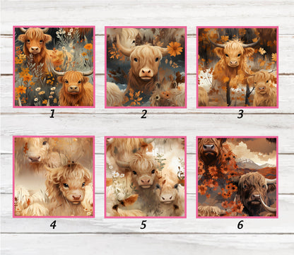 Highland Cow Design Phone Wallet - Adhesive PU Leather Card Holder For Phone  - Custom Gift - Stick on Pocket - Card Caddy
