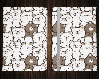 Kawaii Cute Bear Design Passport Cover - PU Leather Wallet Card Holder For Document - Custom Gift
