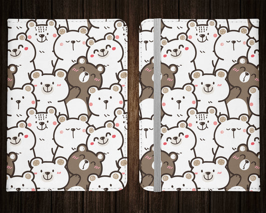 Kawaii Cute Bear Design Passport Cover - PU Leather Wallet Card Holder For Document - Custom Gift