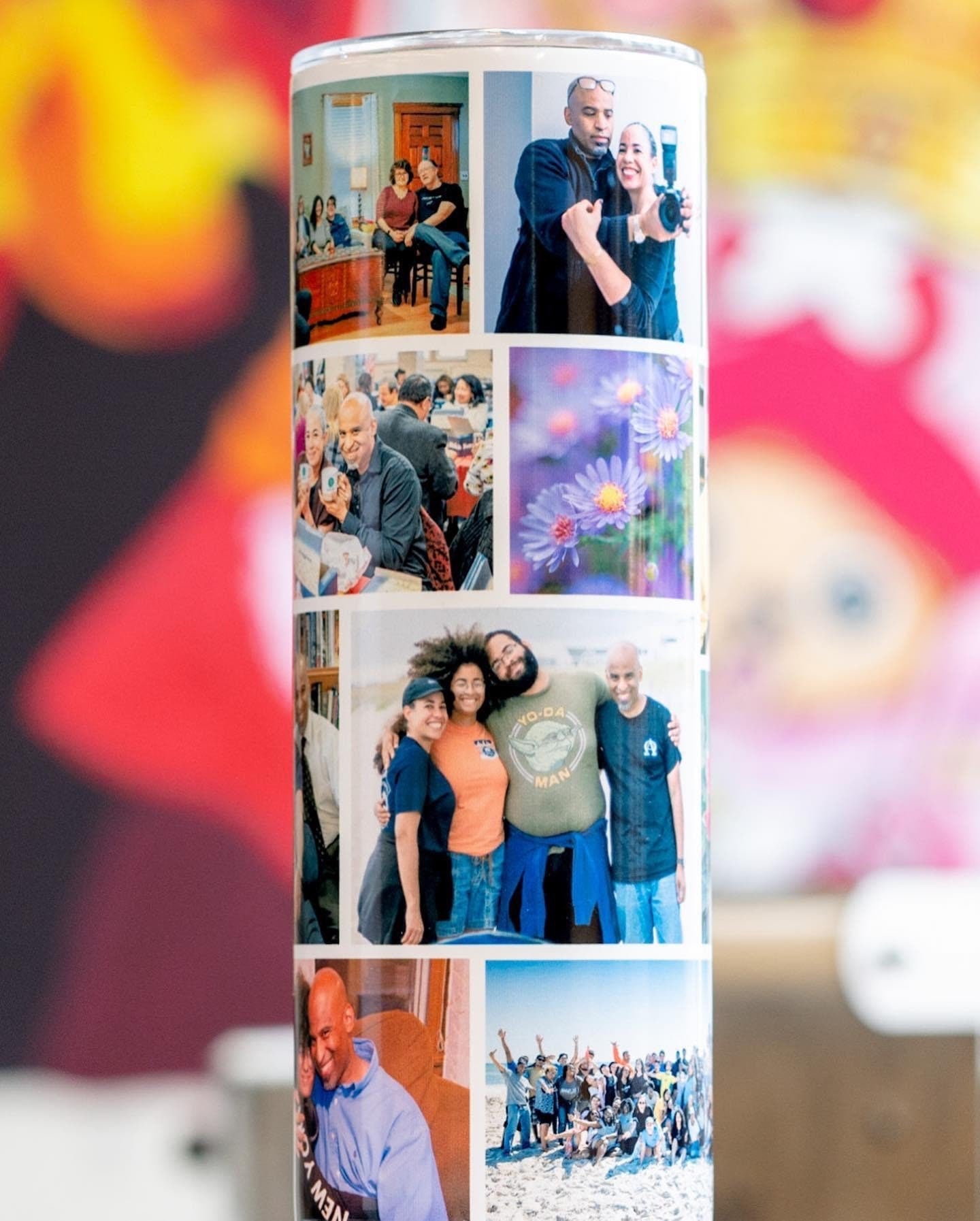 Custom Photo Collage Tumbler - Personalized 20 oz Skinny Travel Mug - Custom Picture Gift for Her or Him, Mom, Friends