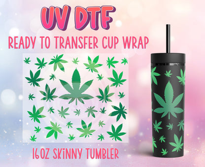 Strata UV DTF Cup Wrap - Ready to Transfer  4/20 Cannabis Design DIY 16oz Strata Cup Prints - Physical Product - Customizable