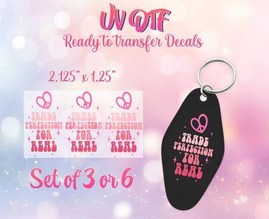 UV DTF Ready to Apply Keychain Transfers - Trade Perfection for Real Design Prints - DIY Retro Motel Keychain Decal - Customizable