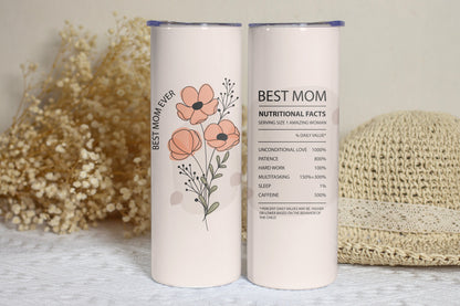 Best Mom - Mother's Day Design 20oz Skinny Tumbler - Custom Design Travel Mug - Personalized Gift