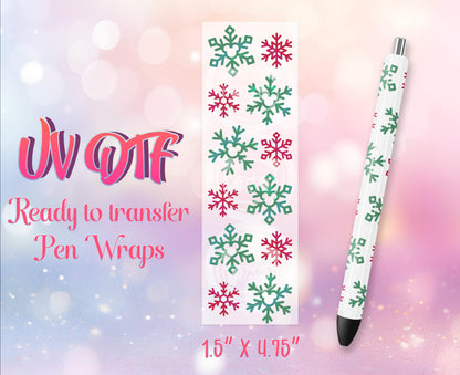 UV DTF Pen Wraps - Ready to Apply - Cute Christmas Design Prints - DIY Pen Decal - Customizable