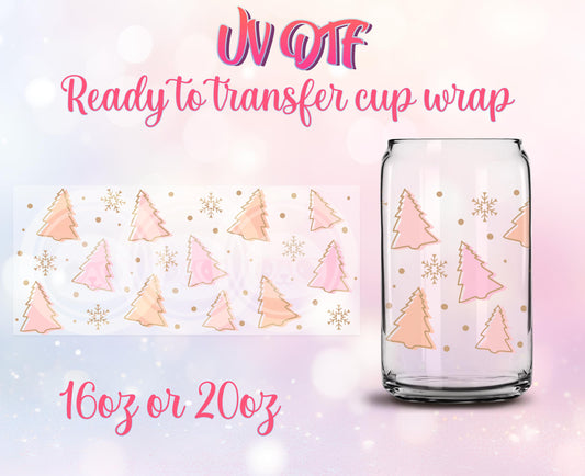 UV DTF Ready to Transfer Cup Wraps - Cute Christmas Design DIY 16oz and 20oz Prints - Libbey Glass Can - Customizable