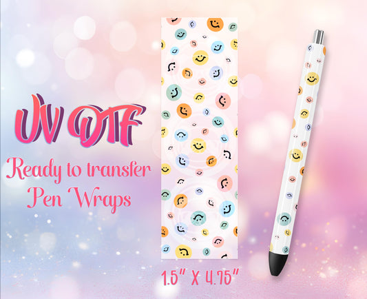UV DTF Pen Wraps - Ready to Apply - Smileys Design Prints - DIY Pen Decal - Customizable