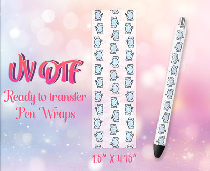 UV DTF Pen Wraps - Ready to Apply - Cute Elephant Design Prints - DIY Pen Decal - Customizable