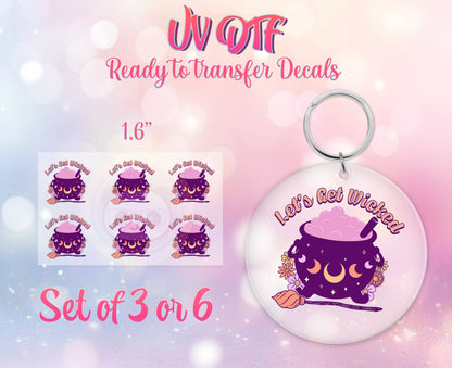 UV DTF Ready to Apply Keychain Transfers - Let's Get Wicked - Halloween Design Prints - DiY Acrylic MDF keychain Decal - Customizable