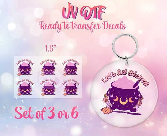 UV DTF Ready to Apply Keychain Transfers - Let's Get Wicked - Halloween Design Prints - DiY Acrylic MDF keychain Decal - Customizable