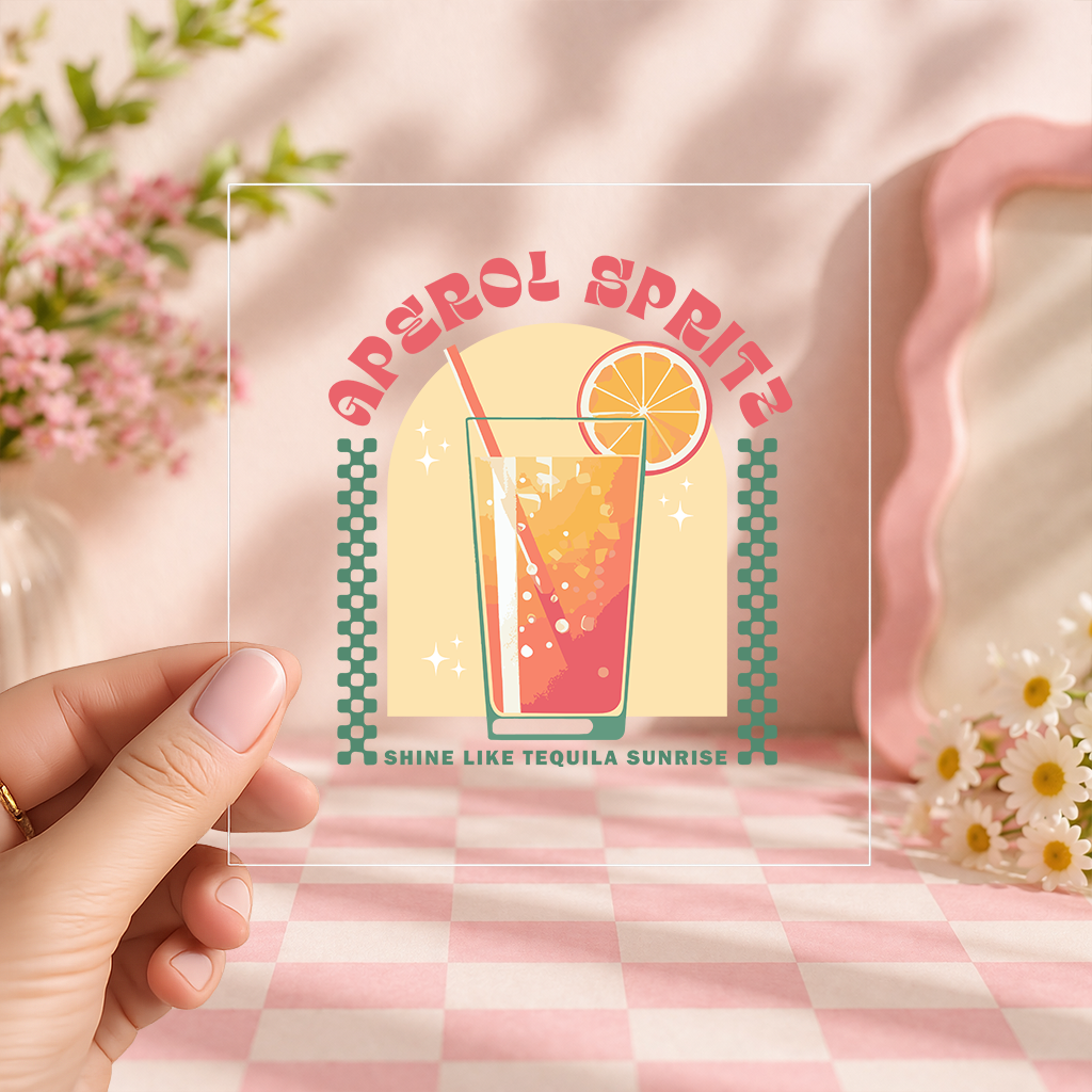 UV DTF Decals - Ready to Apply - Cocktails - Aperol Spritz - DIY Decal - Customizable